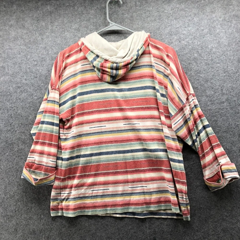 Vintage Y2K Lauren Ralph Lauren Stripe Hoodie Womens XL Henley Pullover Western
